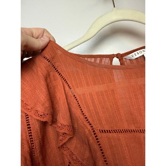 Veronica Beard Aira Ruffle Top in Rust Sz. 12 - Picture 8 of 8
